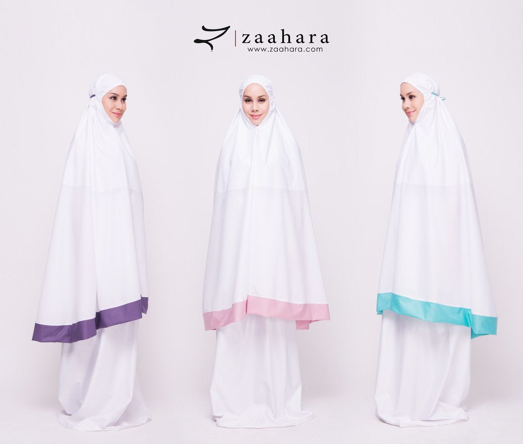 Telekung Cotton with a splash of pastel - (Telekung Faatima)