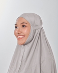 Marisa on the go travel telekung worn by Muslimah at work or airport