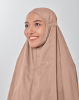 Marisa on the go travel telekung worn by Muslimah at work or airport