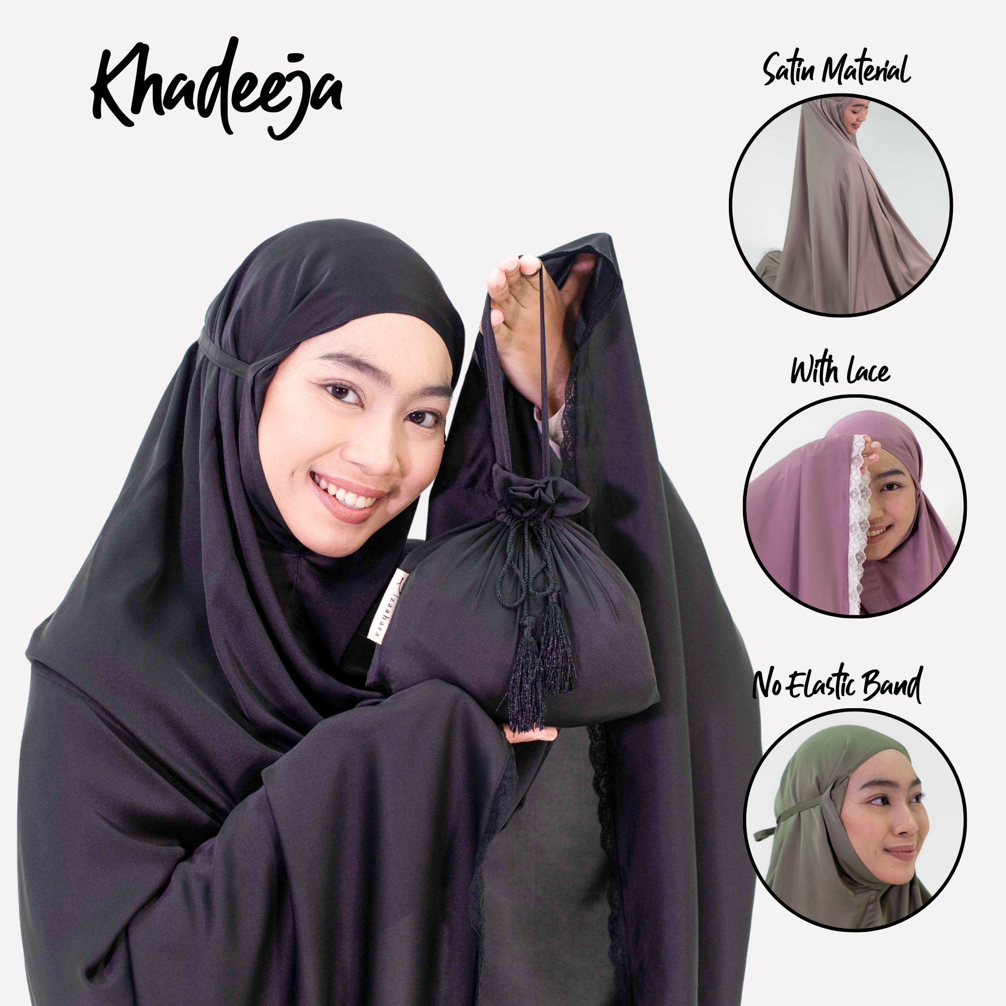 Khadeeja Sateen Prayerwear - Telekung Khadeeja Satin