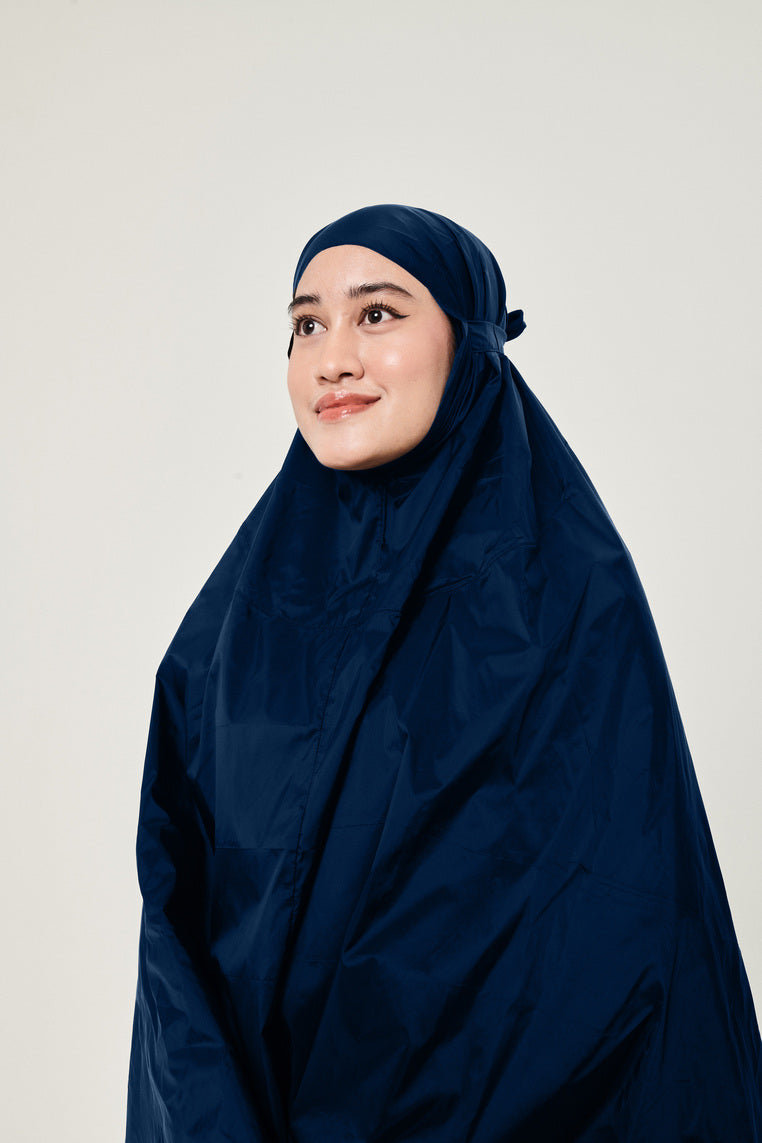 Marisa on the go travel telekung worn by Muslimah at work or airport