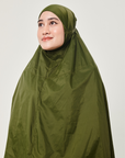 Marisa on the go travel telekung worn by Muslimah at work or airport