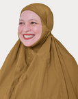 Marisa on the go travel telekung worn by Muslimah at work or airport