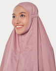 Marisa on the go travel telekung worn by Muslimah at work or airport