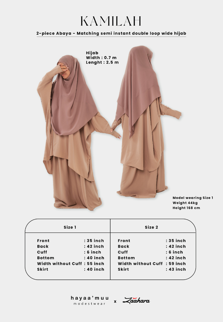 Kamilah: Two-Piece Abaya Set in Grey with Matching Instant Shawl