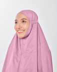 Marisa on the go travel telekung worn by Muslimah at work or airport