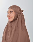 Marisa on the go travel telekung worn by Muslimah at work or airport