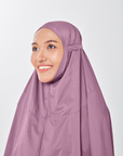 Marisa on the go travel telekung worn by Muslimah at work or airport