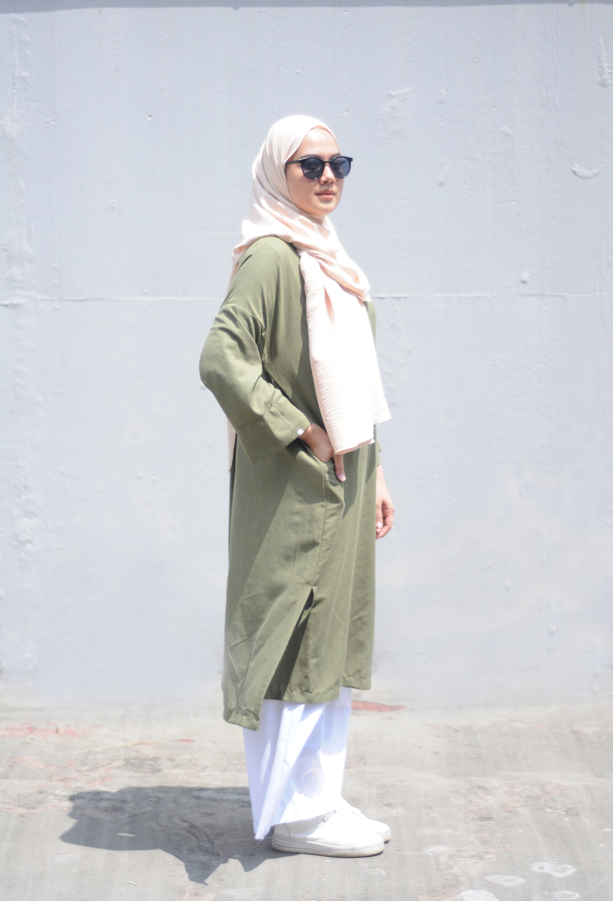 Aamina Long Tunic in Olive