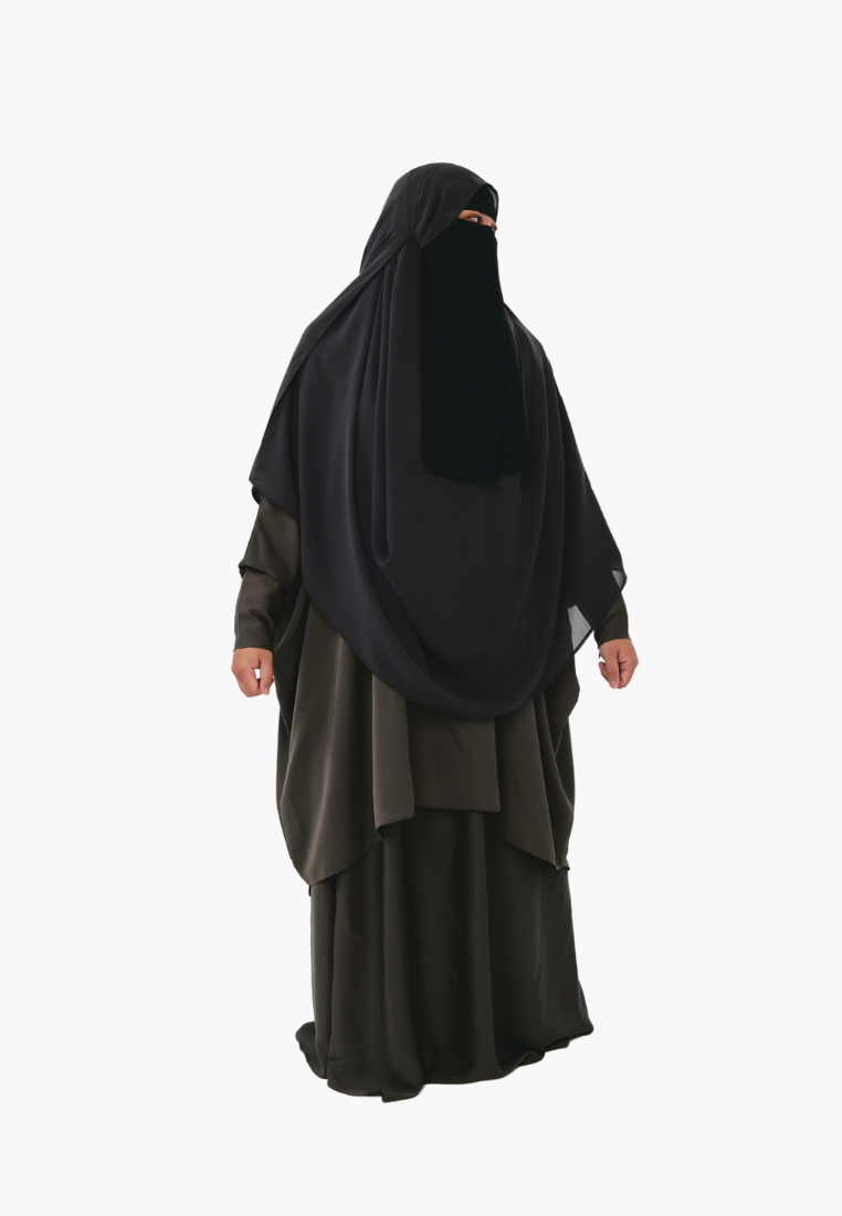 [PRE-ORDER] Kamilah: Two-Piece Abaya Set in Grey with Matching Instant Shawl