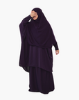 Kamilah: Two-Piece Abaya Set in Purple with Matching Instant Shawl