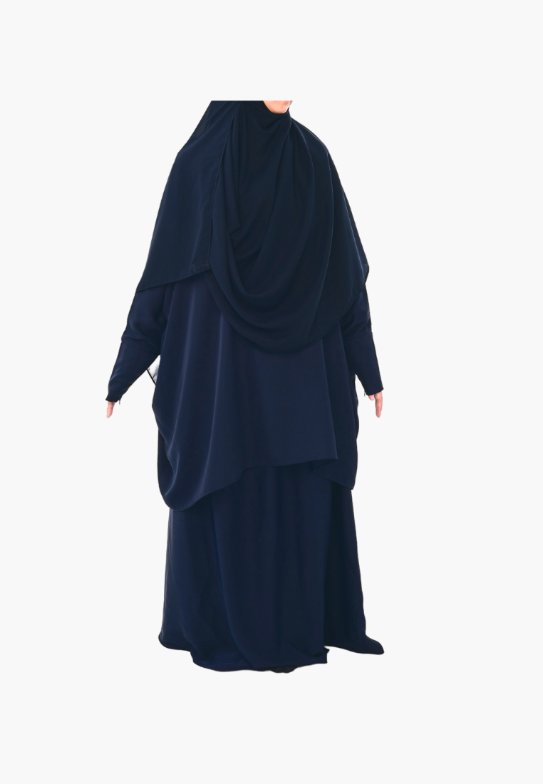 [PRE-ORDER] Kamilah: Two-Piece Abaya Set in Navy with Matching Instant Shawl