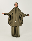 Nayla Jilbab Set in Army Green (Solat-Ready Attire)