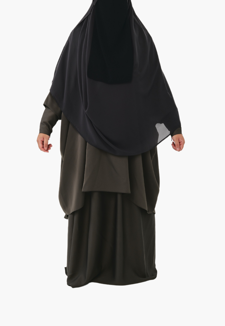 [PRE-ORDER] Kamilah: Two-Piece Abaya Set in Grey with Matching Instant Shawl