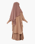 Kamilah: Two-Piece Abaya Set in Clay with Matching Instant Shawl