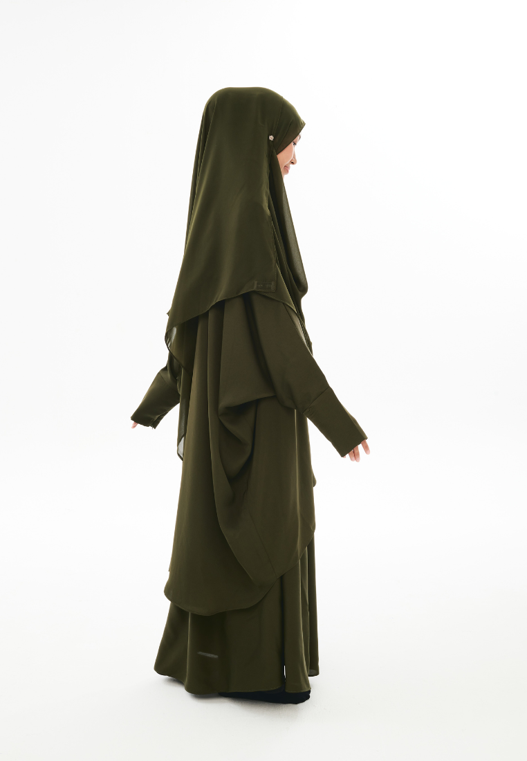 [PRE-ORDER] Kamilah: Two-Piece Abaya Set in Khaki Green with Matching Instant Shawl