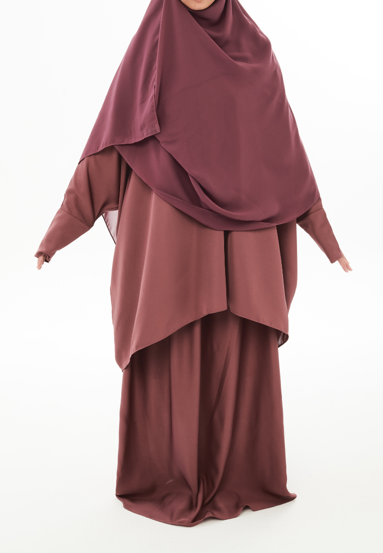 [PRE-ORDER] Kamilah: Two-Piece Abaya Set in Mauve Pink with Matching Instant Shawl