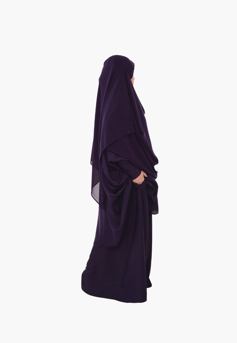 [PRE-ORDER] Kamilah: Two-Piece Abaya Set in Purple with Matching Instant Shawl