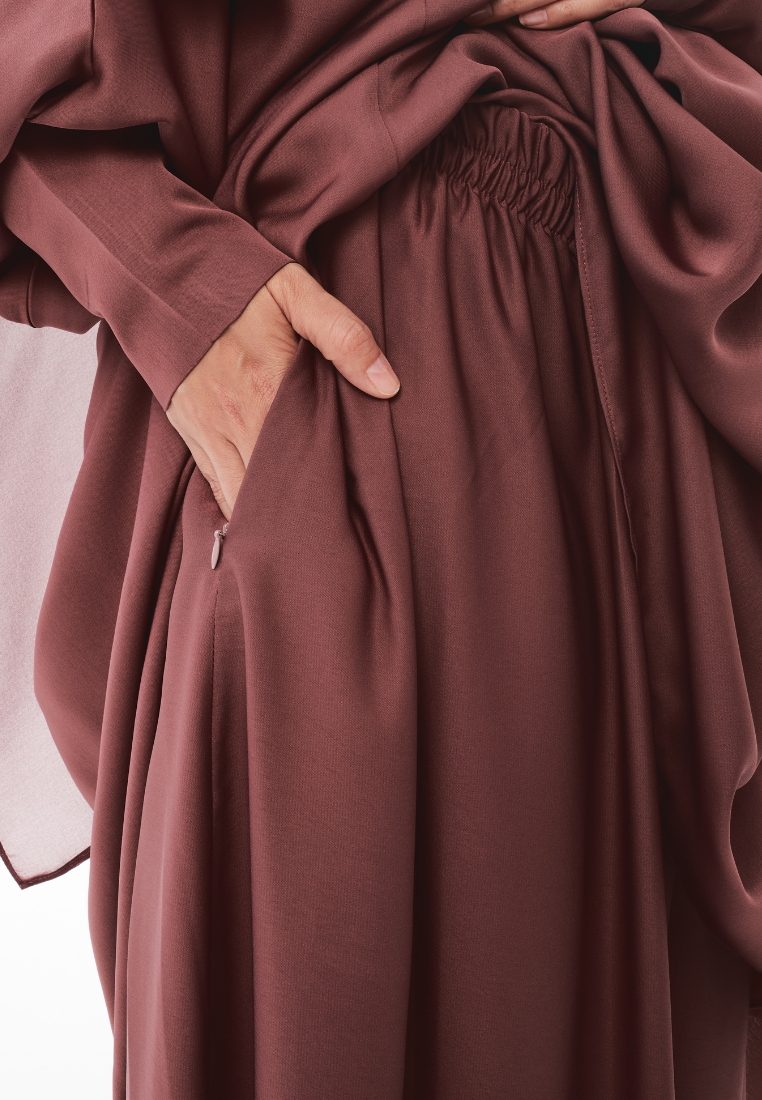 [PRE-ORDER] Kamilah: Two-Piece Abaya Set in Mauve Pink with Matching Instant Shawl