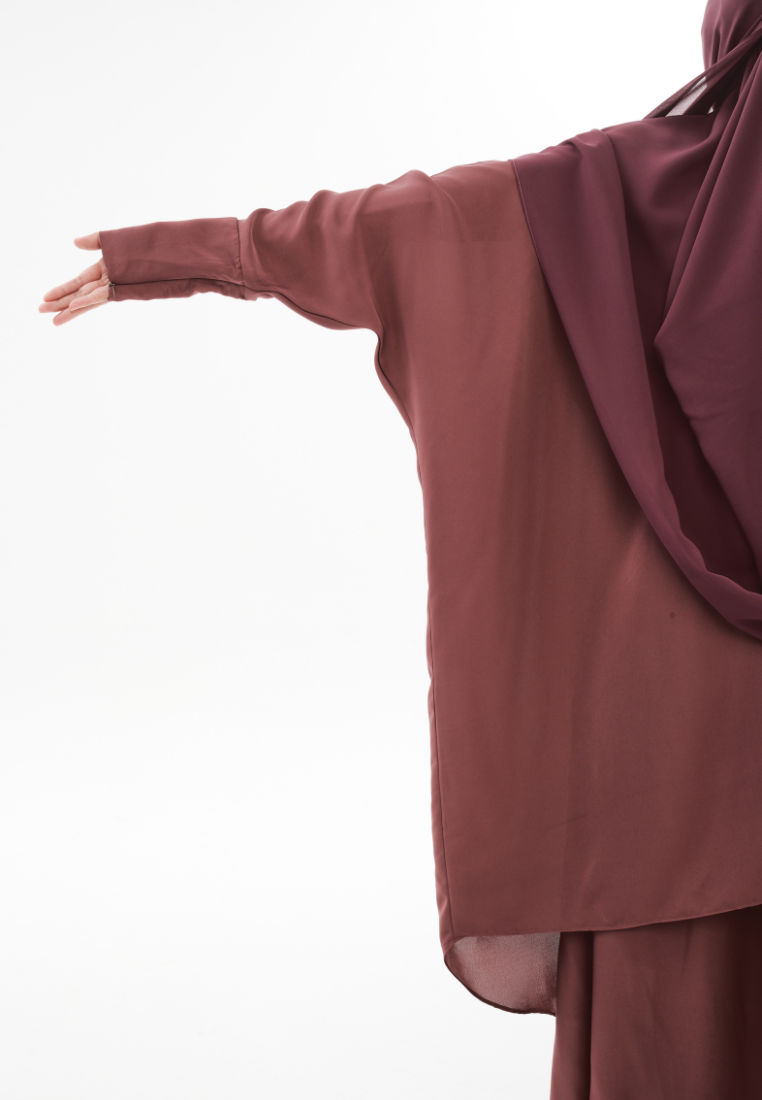Kamilah: Two-Piece Abaya Set in Mauve Pink with Matching Instant Shawl