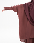 Kamilah: Two-Piece Abaya Set in Mauve Pink with Matching Instant Shawl