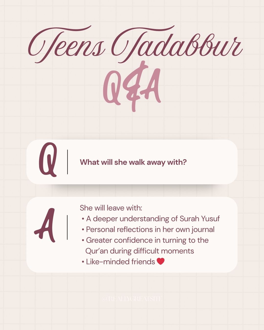 Teens Tadabbur - A Ramadan Journey Through Surah Yusuf (Girls)