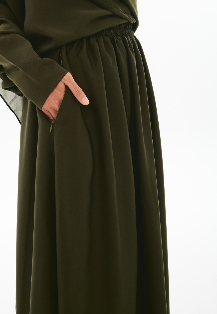 [PRE-ORDER] Kamilah: Two-Piece Abaya Set in Khaki Green with Matching Instant Shawl