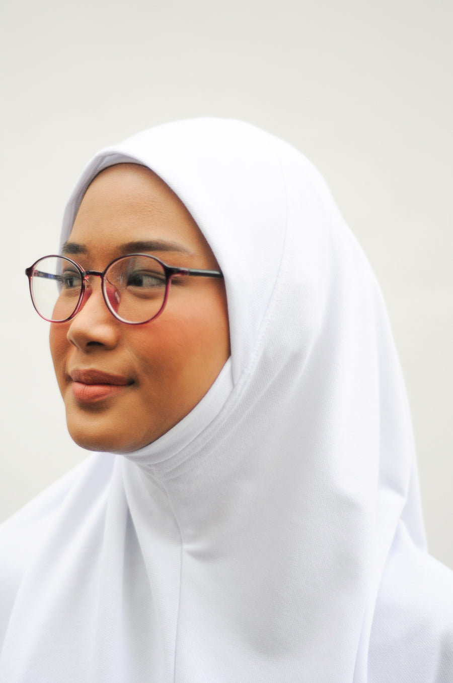 Zayna Instant Hijab - Tudung Umrah Denim Cotton - White