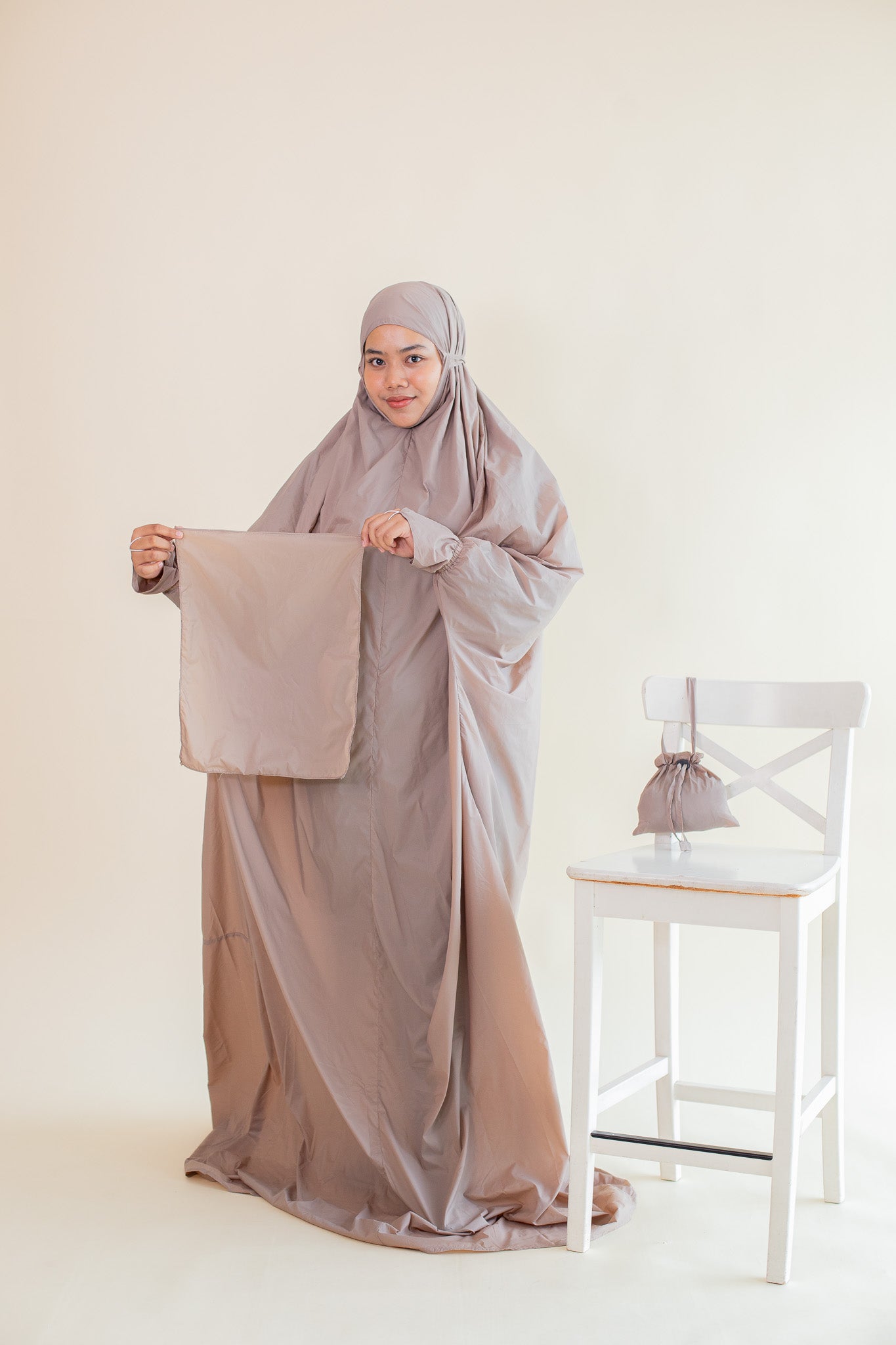 On-The-Go Prayerwear - Marisa  Abaya ( 1 Piece ) Telekung in Taupe