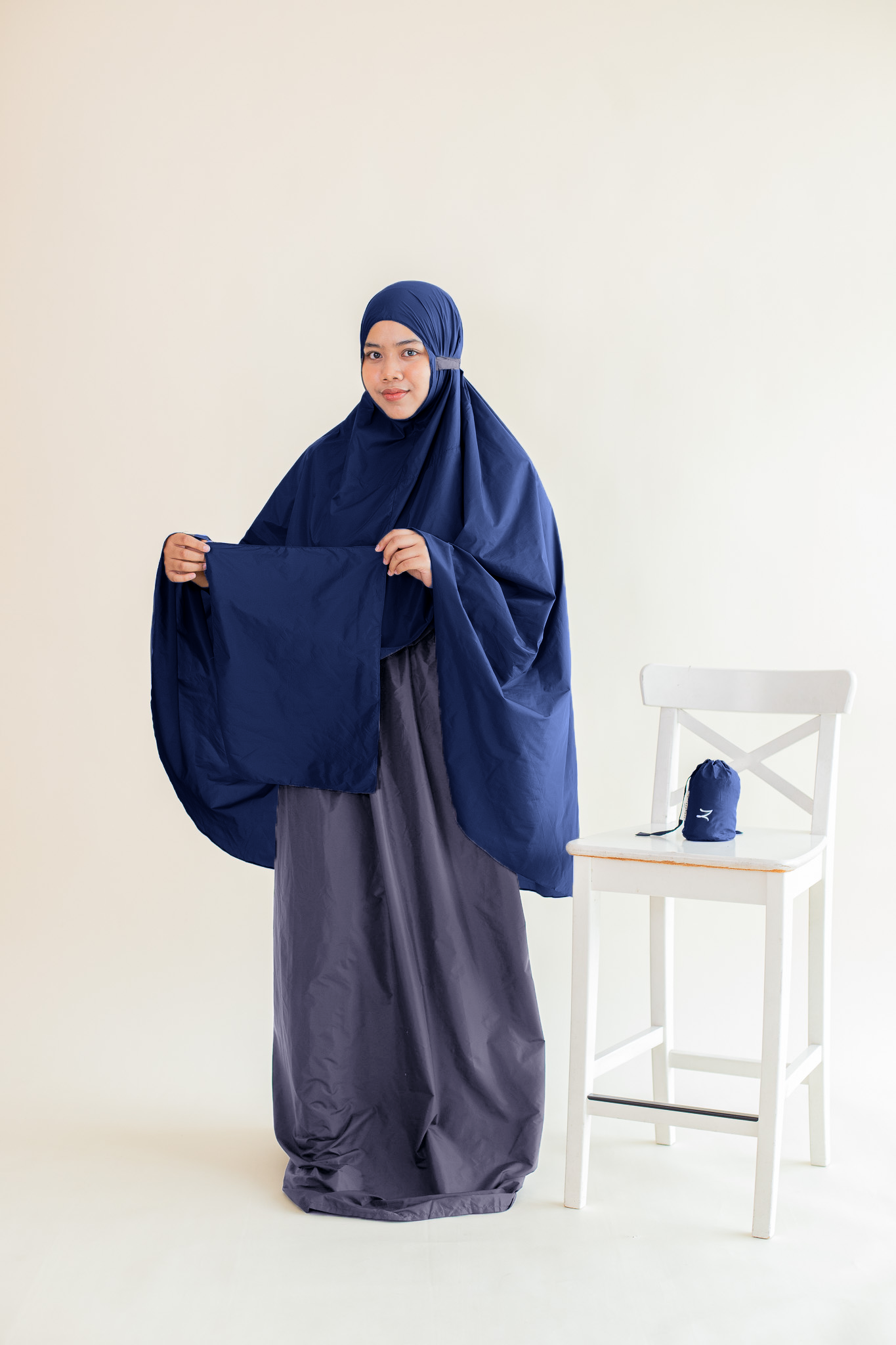 On-The-Go Prayerwear -  Duo Tone Marisa Telekung in Navy Blue ( Limited Edition )