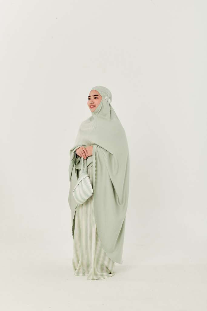 Telekung Yuna (Prayerwear) in Mint Stripes