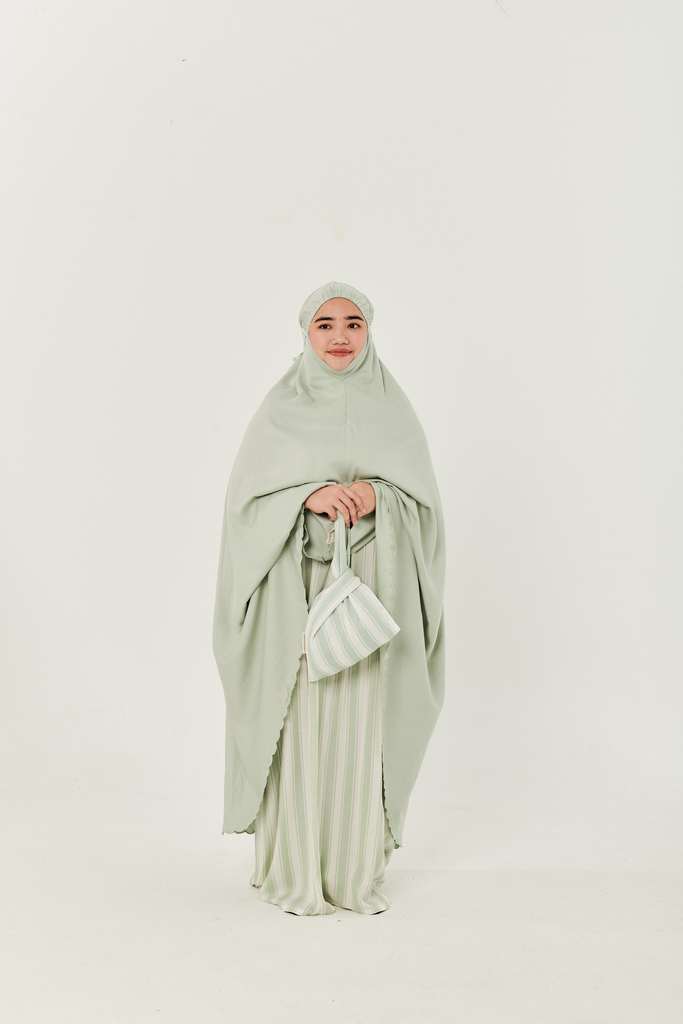 Telekung Yuna (Prayerwear) in Mint Stripes