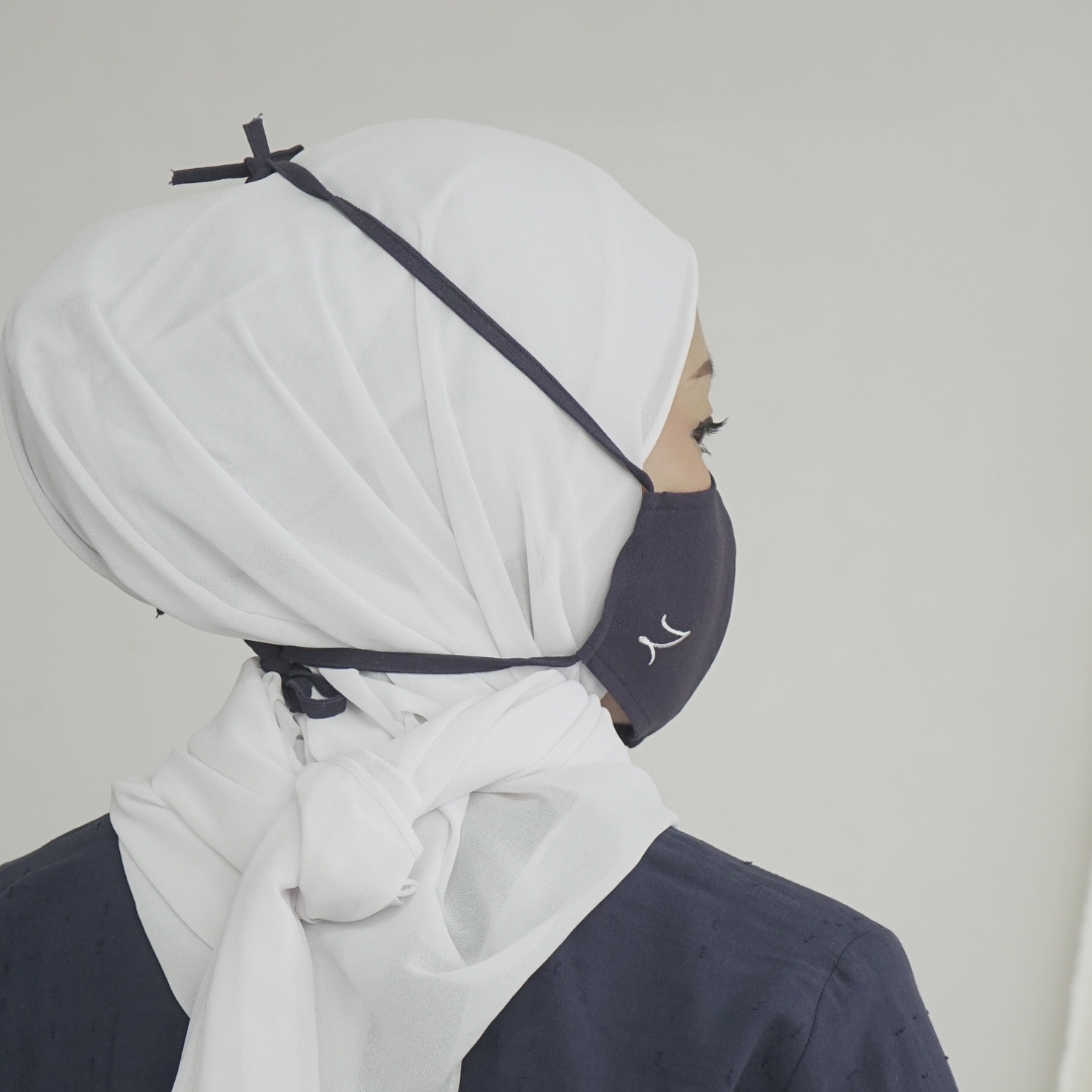 Azhar Mask Zaahara Hijabi Face Mask in Navy Blue