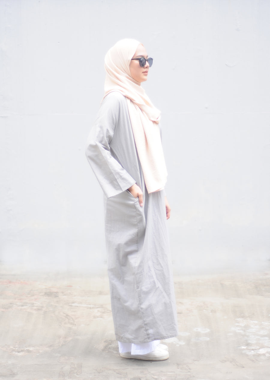Inaya Kimono Kaftan in Black Stripes