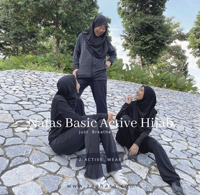 Basic black sports hijab - breathable and comfortable