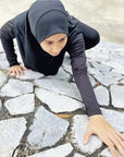 Basic black sports hijab - breathable and comfortable