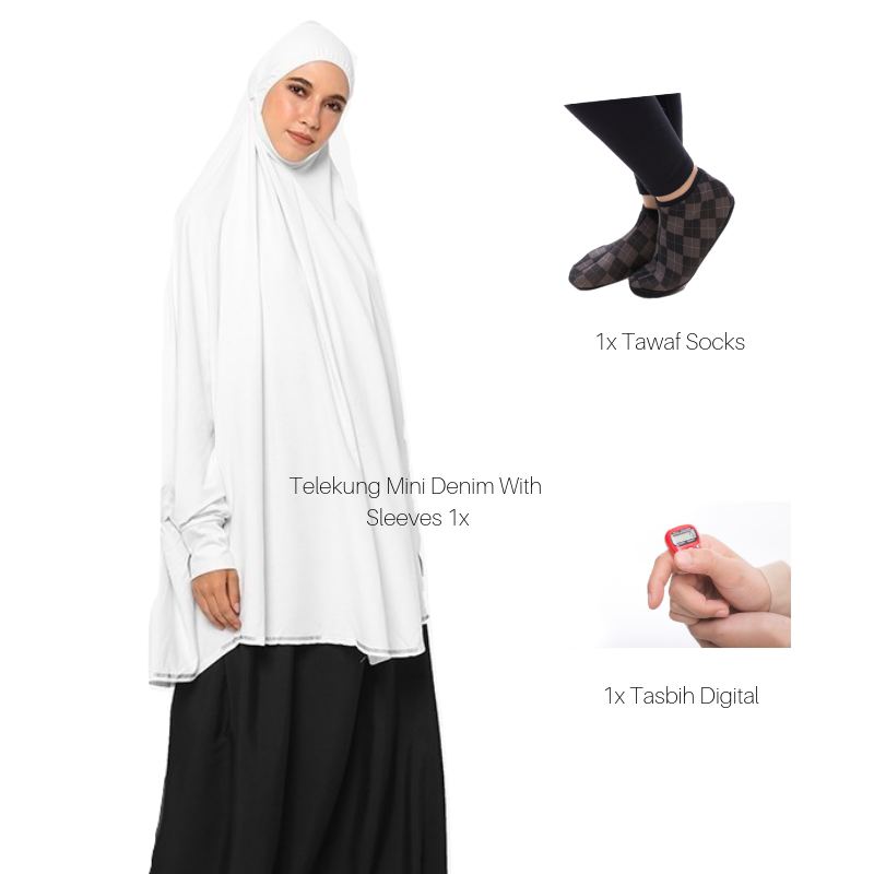 Telekung Mini Denim with sleeve suitable for Hajj and Umrah
