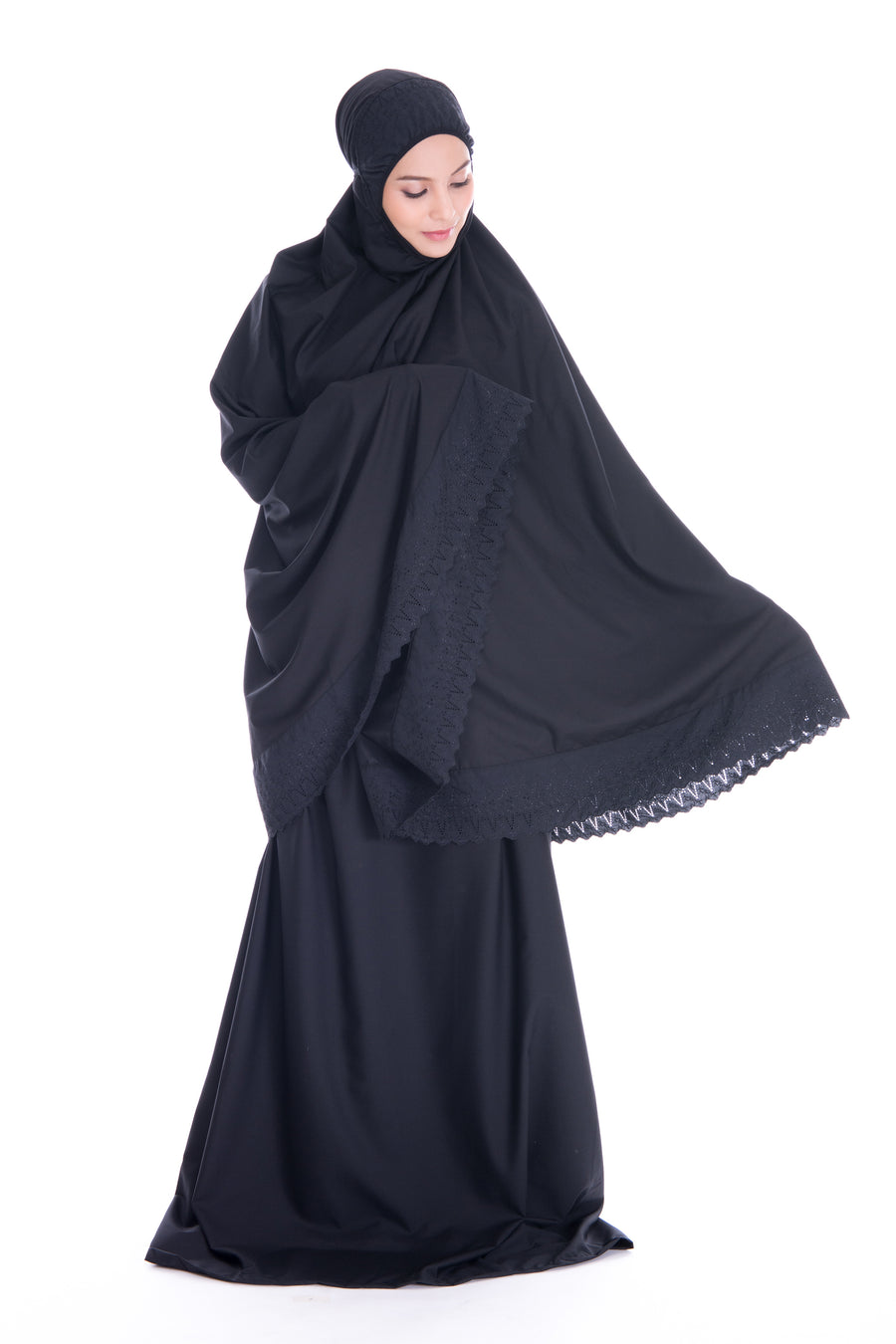 Telekung Soraya - Black (with Pocket)