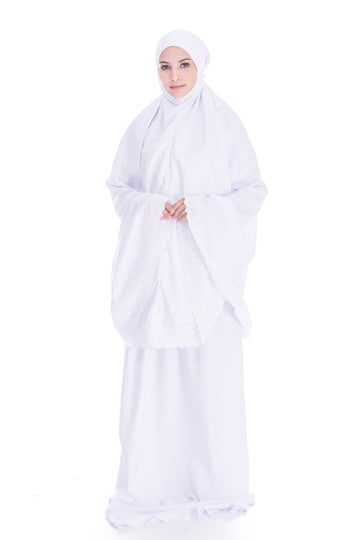 Telekung Soraya - White (Normal - No Pocket)