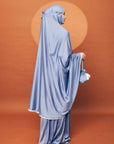 Khadeeja Sateen Prayerwear in Blueberry - Telekung Satin