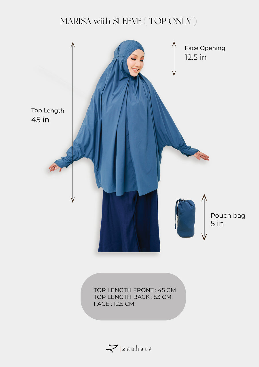 On-The-Go Prayerwear - Marisa Telekung in Steel Blue (Top only with Sleeve)